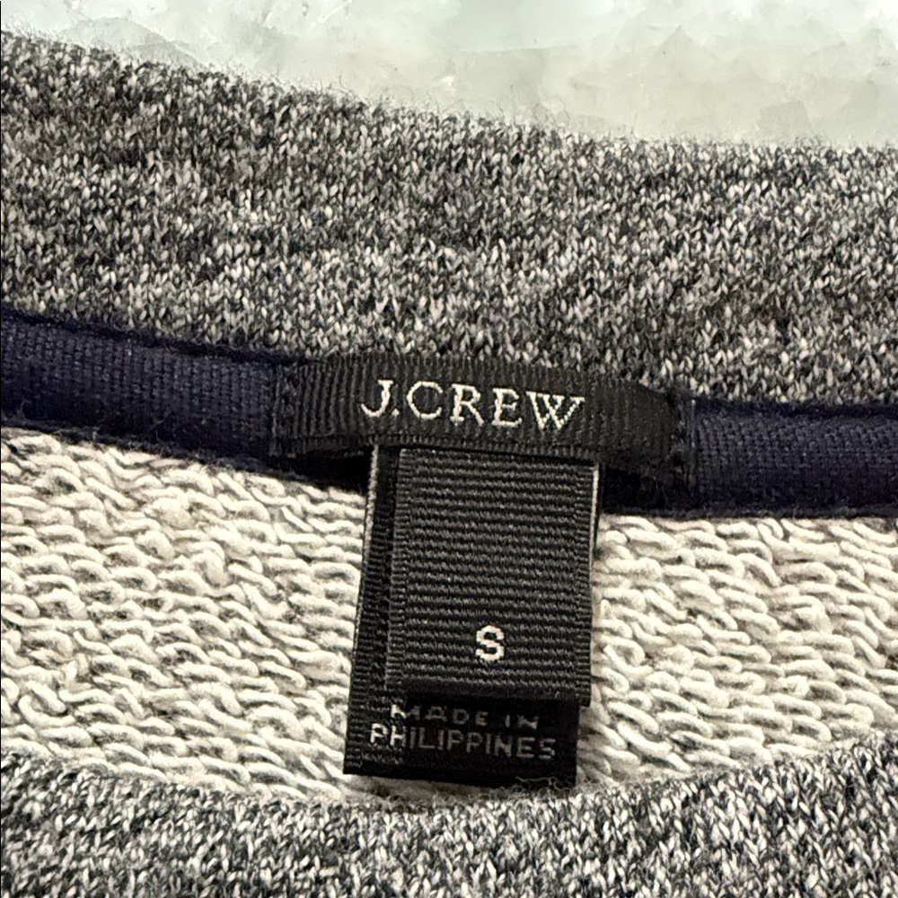 J. Crew Womens Charcoal Crewneck Sweater with Navy jewel bows